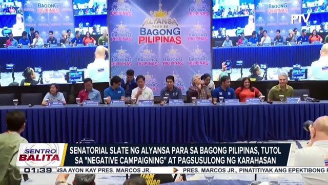Senatorial slate ng Alyansa Para sa Bagong Pilipinas, tutol sa negative campaigning at pagsusulong ng karahasan ;