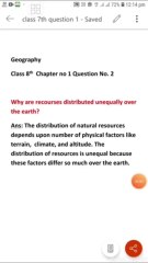 Geography class 8th, Chapter 1 Question 1 are resources distributed unequally over the earth