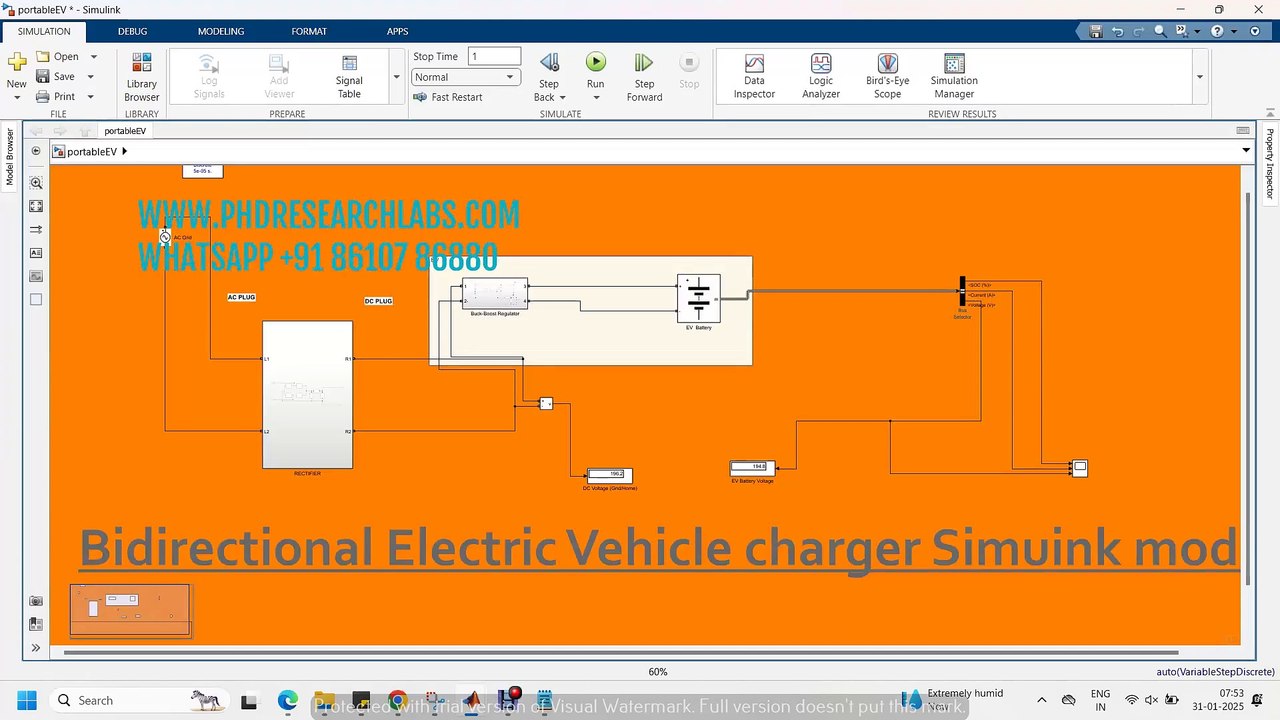 Bidirectional Electric Vehicle charger Simuink model