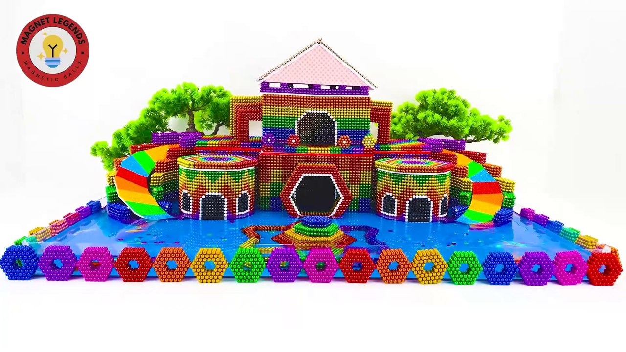 Build a modern playground with a swimming pool for HAMSTERs using magnetic balls!