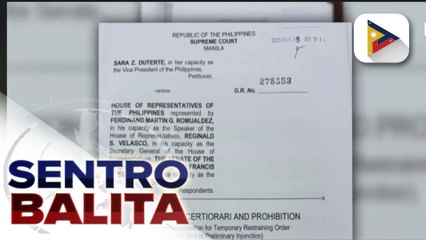 VP Sara Duterte, naghain ng Petition for Certiorari and Prohibition with urgent application for TRO sa SC ;