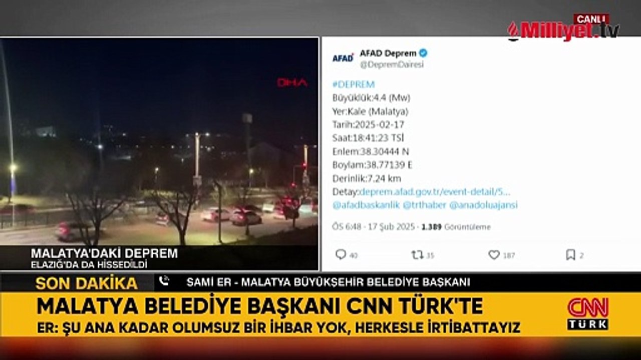 SON DAKİKA! Malatya'da 4.4 büyüklüğünde korkutan deprem! AFAD duyurdu
