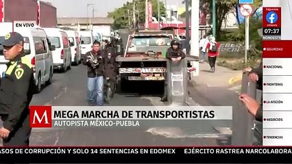 Encapsulan a transportistas en la México-Puebla previo a manifestación