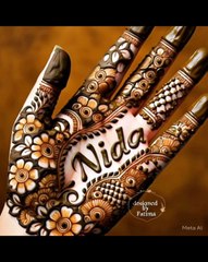 marriage bridal mehndi designs for hands photo |Nida name mehndi design trending picture