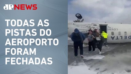 Avião pousa de ponta-cabeça no Canadá e deixa ao menos oito feridos