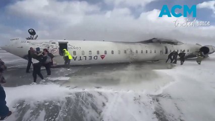 'Holy f***': US plane crashes upside down at Canada airport
