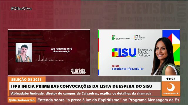IFPB inicia primeiras convocações da Lista de Espera do SiSU; veja cronograma do Campus Cajazeiras