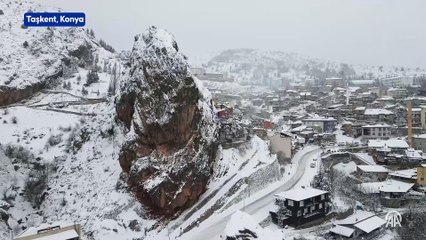 Taşkent'in karlı manzarası dron ile görüntülendi