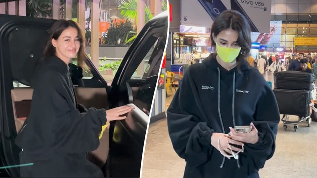 Disha Patani Gets Snapped In Her All Black-Bomber Avatar At The Mumbai Airport | Spotted