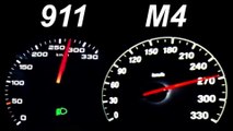 PORSCHE 911 vs BMW M4 Acceleration 0-100 Launch Control Autobahn Onboard 991 Carrera S Turbo