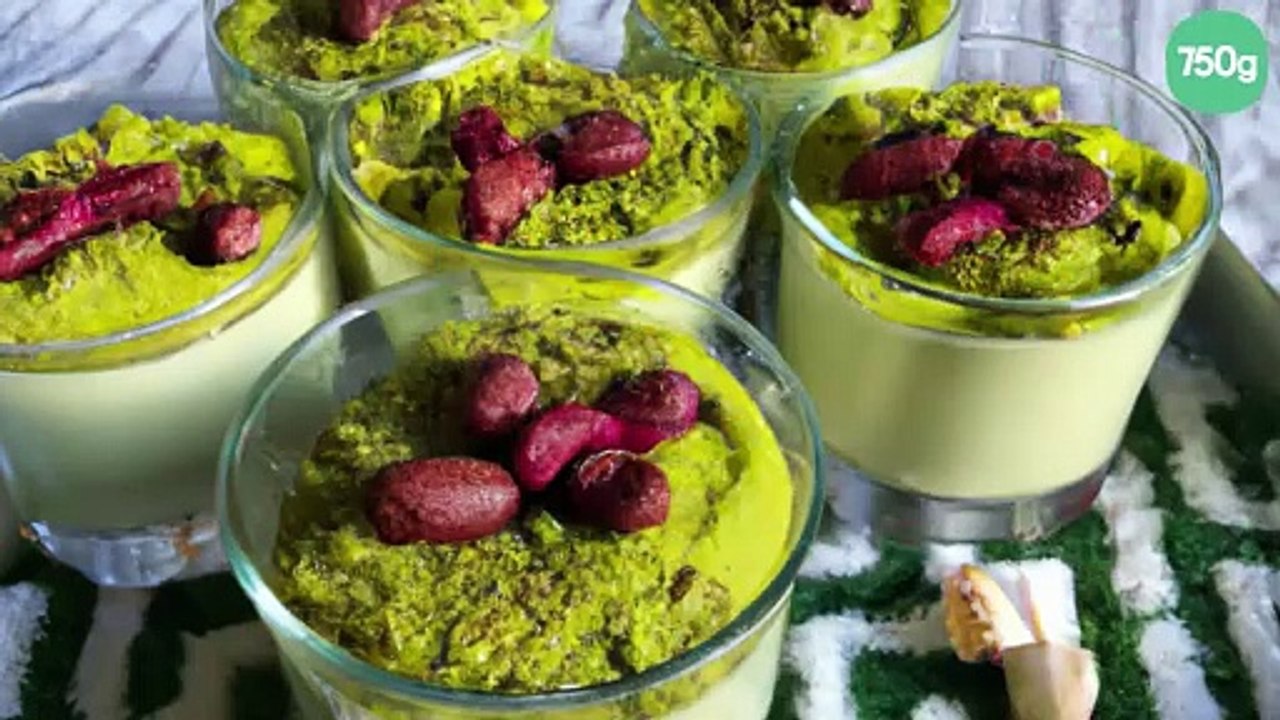 Mousse pistache griottes