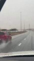 Rain on Sheikh Mohammed bin Zayed Road towards Ras Al Khaimah