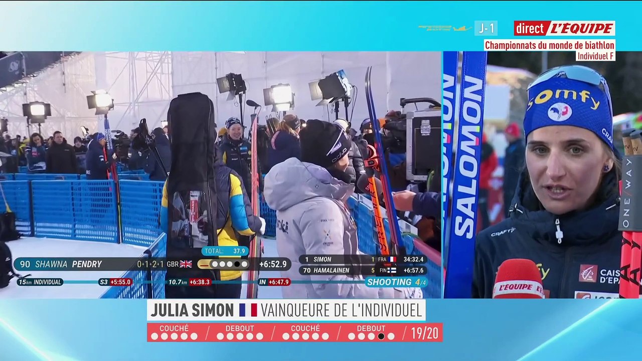 Julia Simon, vainqueure de l'individuel : «Je n'ai pas les mots...» - Biathlon - Mondiaux (F)