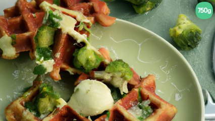 Brocolis et mozarella en gaufres
