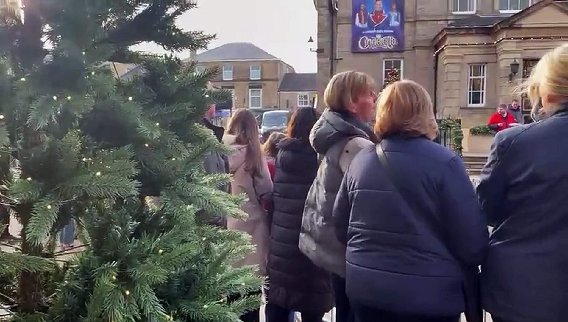 Kiefer sutherland jumps into a christmas tree