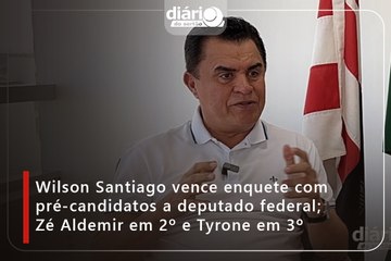 Wilson Santiago vence enquete com pré-candidatos a deputado federal; Zé Aldemir em 2º e Tyrone em 3º⁠