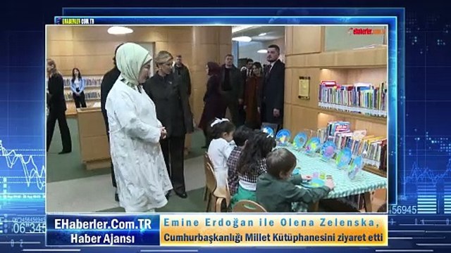 Emine Erdoğan ile Ukrayna Devlet Başkanı’nın eşi Olena Zelenska, Cumhurbaşkanlığı Millet Kütüphanesini ziyaret etti