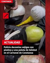 Policía decomisa vejigas con piedras y una pelota de béisbol en el Carnaval de Constanza