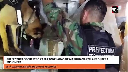 Prefectura secuestró casi 4 toneladas de marihuana en la frontera misionera