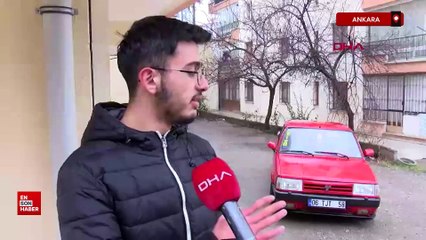 Ankara'da park halindeki otomobil yokuş yukarı hareket edip başka araca çarptı