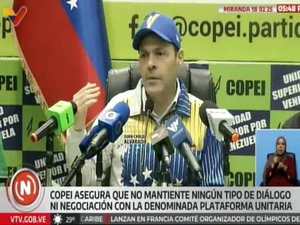 Partido Copei aclara que no mantiene diálogos ni negociaciones con la Plataforma Unitaria