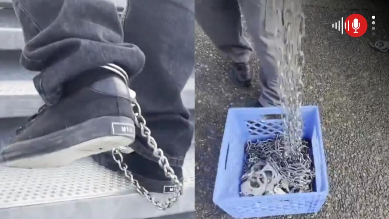 De manos y pies encadenan a migrantes deportados: la Casa Blanca compartió el polémico video