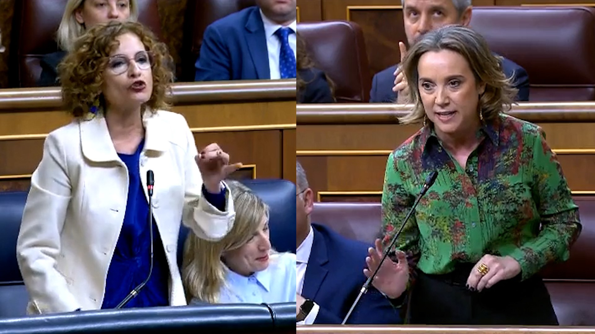 La portavoz del Partido Popular, Cuca Gamarra y la ministra de Hacienda, Mar�a Jes�s Montero, se han enzarzado en la sesi�n de control al Gobierno en el Congreso por los impuestos del Salario M�nimo Interprofesional.