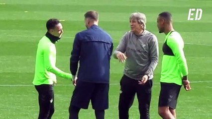 Las risas de Pellegrini en el entrenamiento