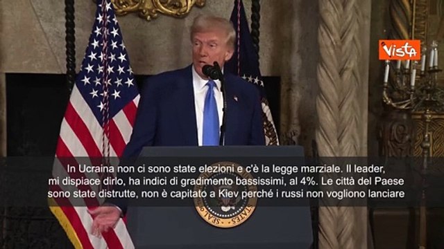 Trump: Zelensky ha gradimento del 4%, in Ucraina c'è legge marziale