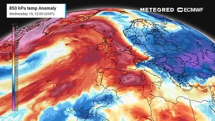 Temperature anomaly map for the UK Wednesday onwards
