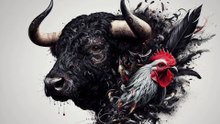 Amistad entre un gallo y un toro