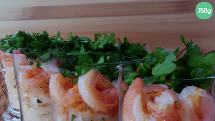 Verrines de pâtes aux crevettes