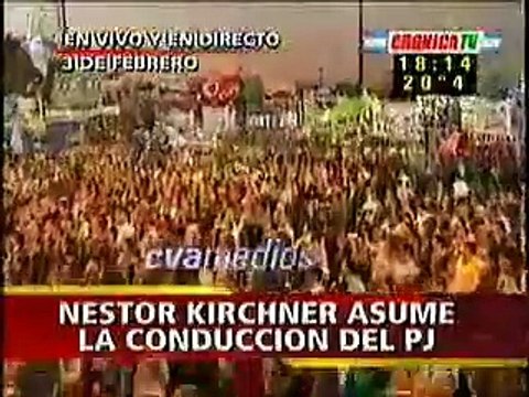 Cristina Kirchner habla en la asunción de Néstor Kirchner en el Partido Justicialista