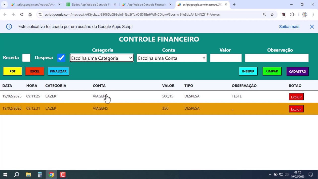 Google Sheets | Financial Control Web App | Google Apps Script | READY TO COPY