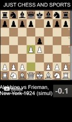 Alekhine defeats Frieman with the Queen's checkmate