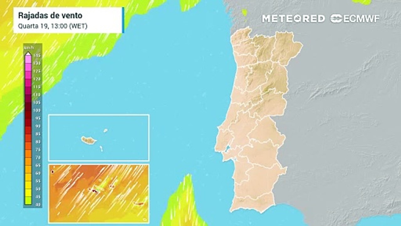 Açores em alerta laranja e amarelo devido a rajadas de vento que podem chegar aos 110 km/h.