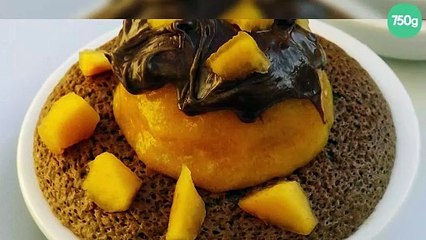 Sorbet au kaki sur moelleux au nutella