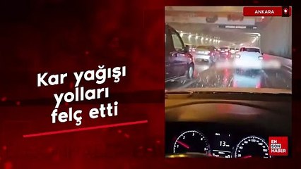 Ankara'da kar yağışı, yolları felç etti