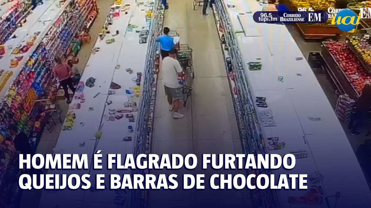 Homem é flagrado furtando barras de chocolate e queijos