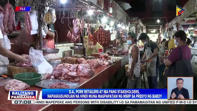 D.A., pork retailers, at iba pang stakeholders, napagkasunduang hindi muna magpapataw ng MSRP sa presyo ng baboy