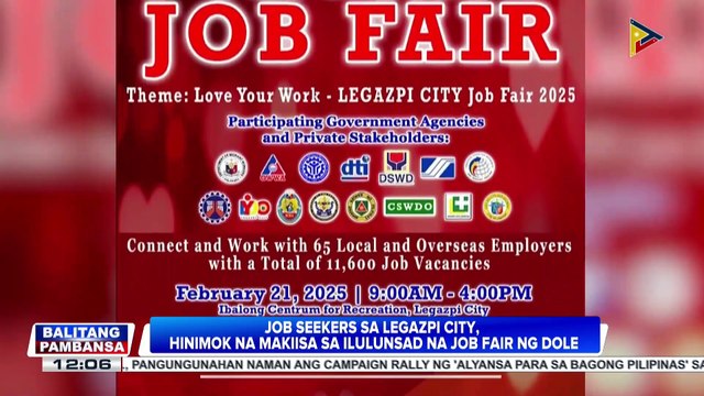 Job seekers sa Legazpi City, hinimok na makiisa sa ilulunsad na job fair ng DOLE: government work, kasama sa iaalok
