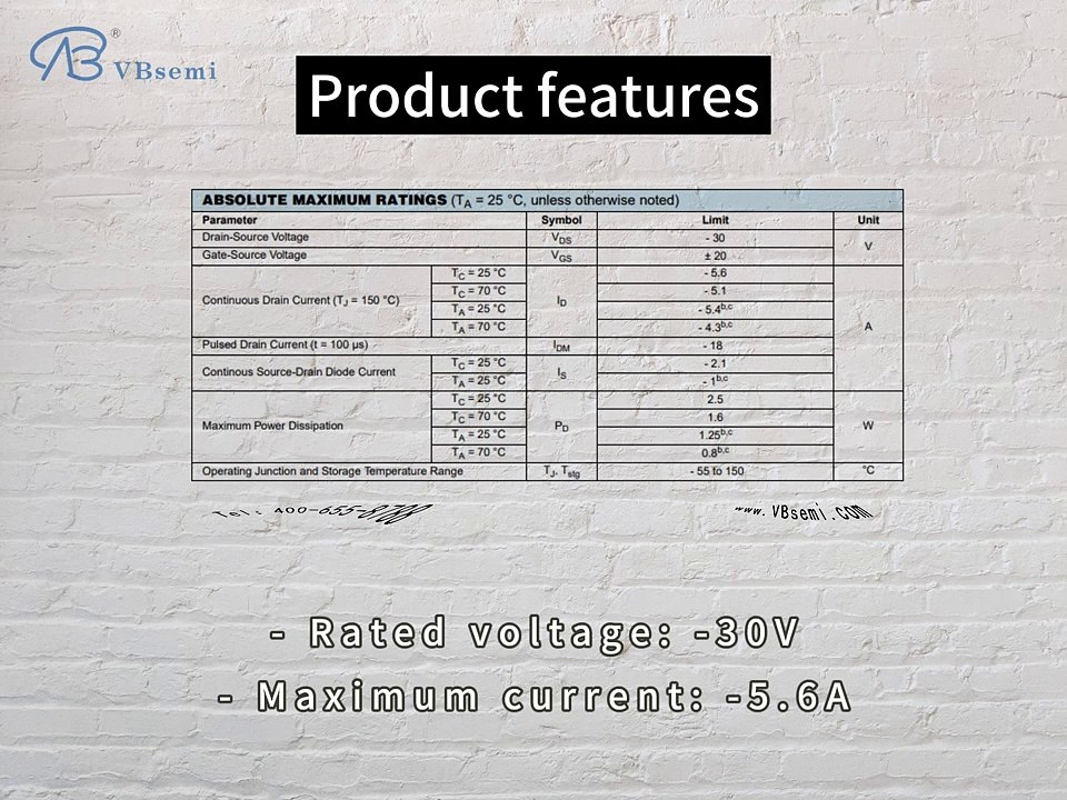B3E-VB is a SOT23 package P-Channel field effect MOS tube