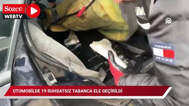Otomobilde 19 ruhsatsız tabanca ele geçirildi