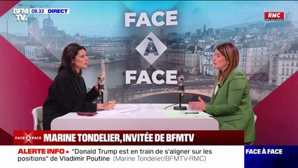 Guerre en Ukraine: "Donald Trump ne négocie pas avec Poutine: il est en train de s'aligner sur ses positions", estime Marine Tondelier
