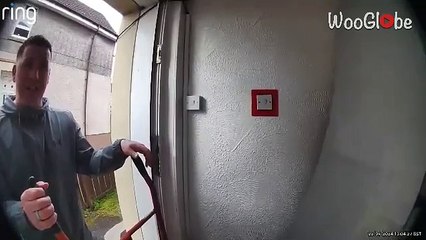 Mom pushed the fridge too hard and it almost fell right on her son