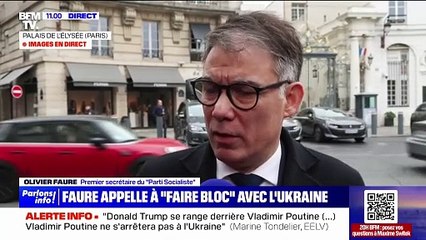 Guerre en Ukraine: "Il faut que Donald Trump se rende compte que, sur ce sujet-là, il n'obtiendra pas la division des Européens", déclare Olivier Faure (PS)