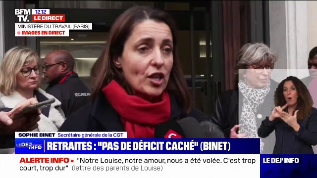 Retraites: L'objectif de la CGT est d'abroger cette réforme injuste et violente et de revenir aux 62 ans, et ensuite aux 60 ans , indique Sophie Binet