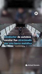 VIDEO: ¡Lo atravesó una barra metálica! Conductor de autobús evitó una tragedia