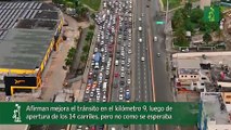 Afirman mejora el tránsito en el kilómetro 9, luego de apertura de los 14 carriles, pero no como se esperaba_1