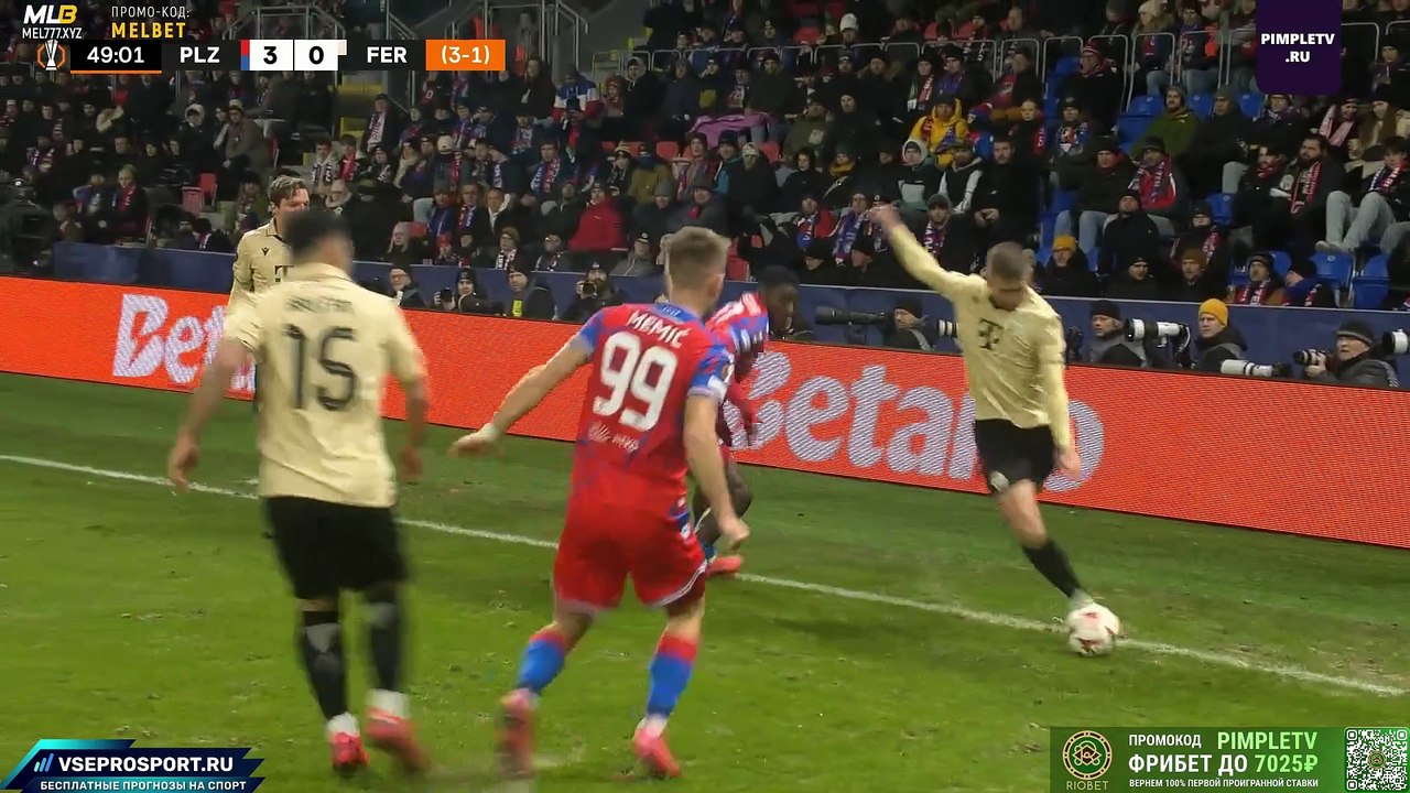 الدوري الأوروبي  فيكتوريا بلزن - التشيك    فرينكفاروزي - المجر     دور خروج المغلوب الشوط الثاني 2025-02-20